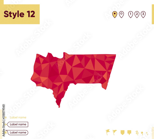 Tarija, Bolivia - red low poly map, polygonal map. Outline map. Vector illustration. photo