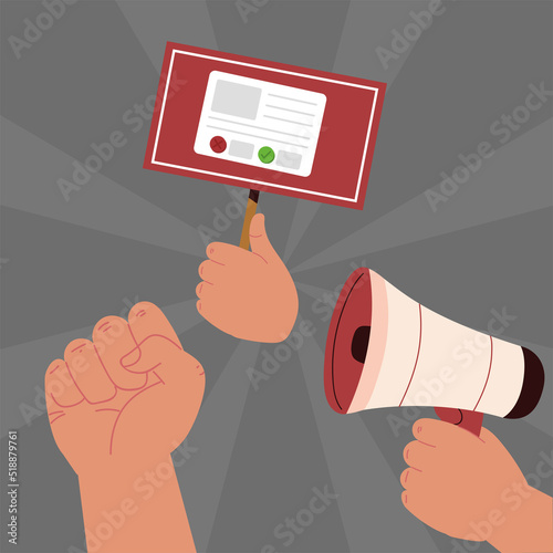 democracy signboard and megaphone