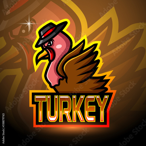 Turkey esport logo mascot design