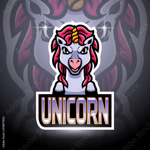 Unicorn esport logo mascot design