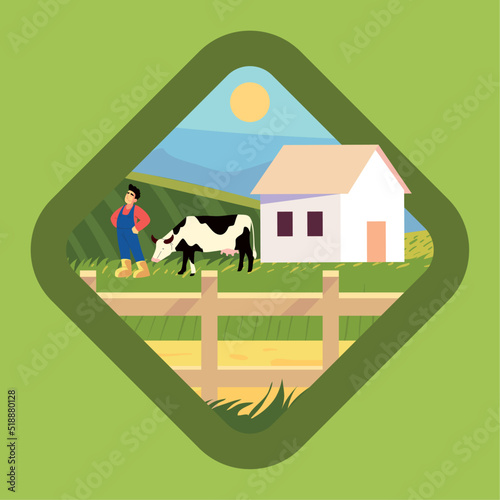 rural farmer and cow