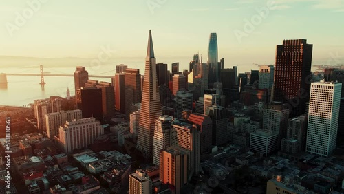San Francisco city sunrise aerial view photo