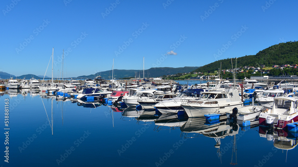 Sykkylven, Norway - June 29, 2022: yachts in the marina