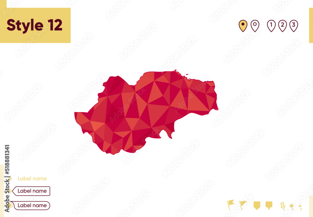 Jambi, Indonesia - red low poly map, polygonal map. Outline map. Vector illustration.