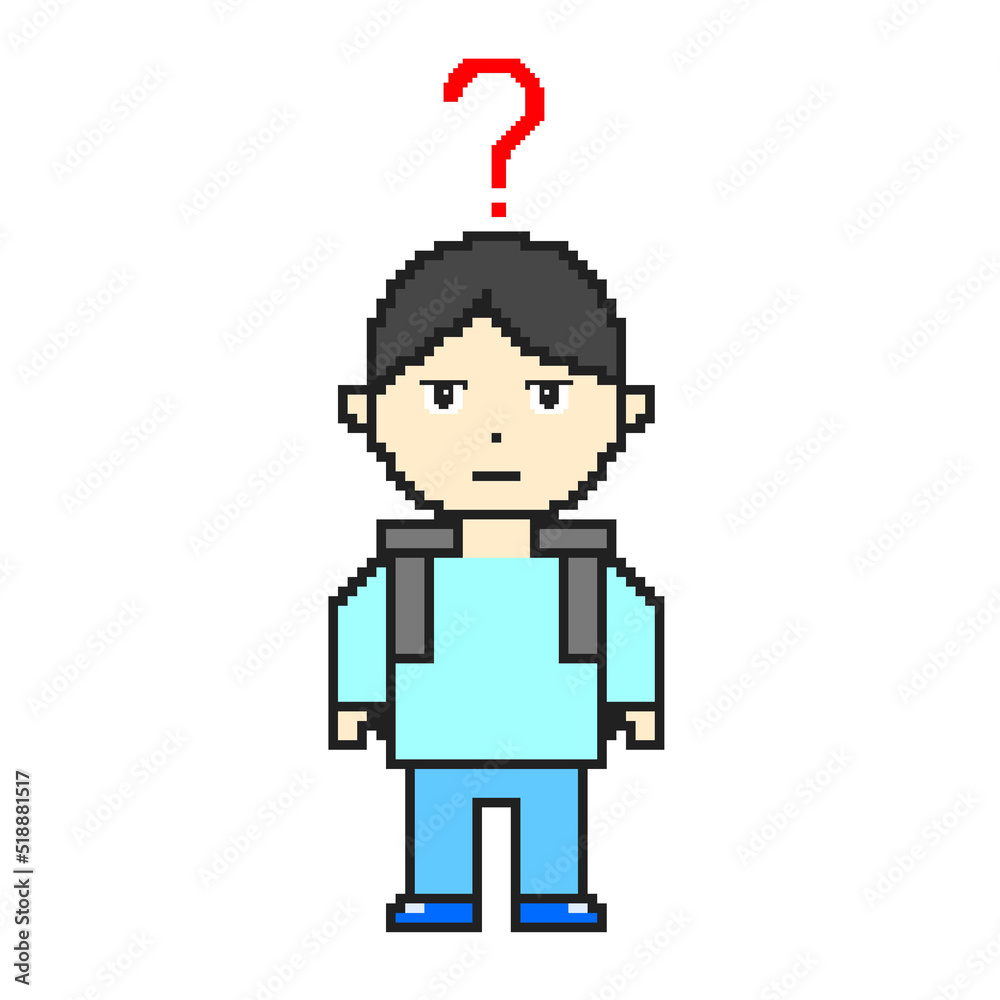 Clip art of pixel art question mark school boy Clip art of pixel art question mark school boy