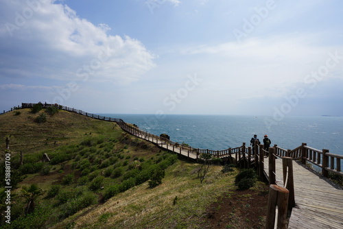 seaside walkway and clouds