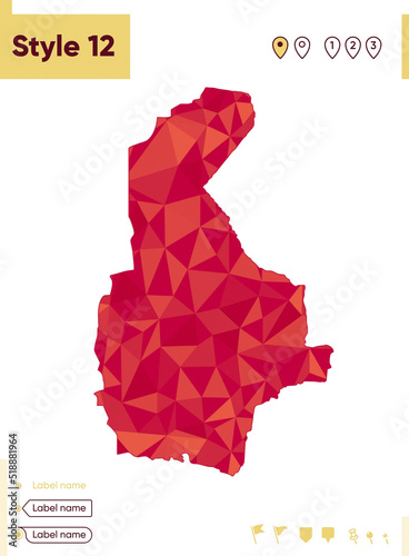 Sistan And Baluchestan, Iran - red low poly map, polygonal map. Outline map. Vector illustration. photo