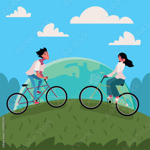 people in bicycle, world car free