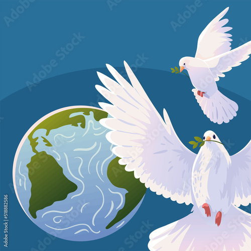 world and flying pigeons