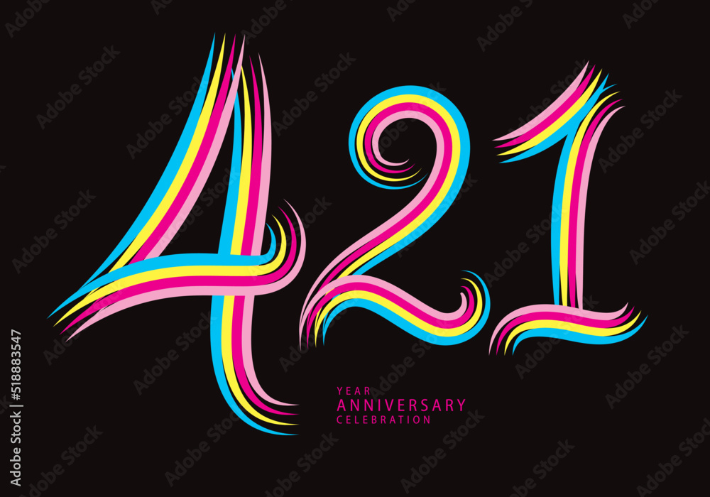 421 number design vector, graphic t shirt, 421 years anniversary celebration logotype colorful line,421th birthday logo, Banner template, logo number elements for invitation card, poster, t-shirt. 421 number design vector, graphic t shirt, 421 years anniversary celebration logotype colorful line,421th birthday logo, Banner template, logo number elements for invitation card, poster, t-shirt.