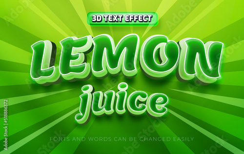 Lemon juice 3d editable text effect style