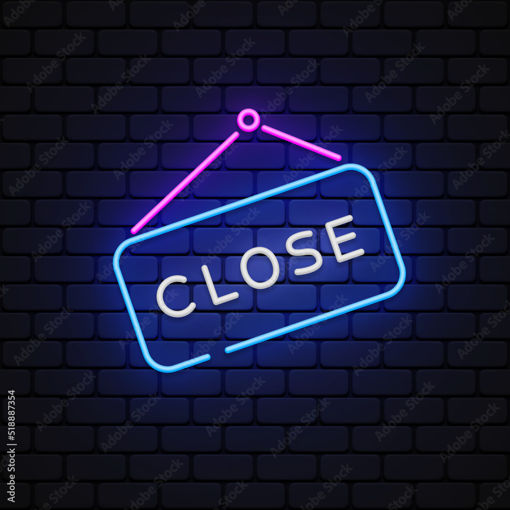 Close Neon for banner design. Isolated vector illustration Close Neon for banner design. Isolated vector illustration