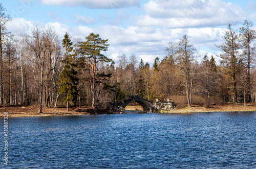 View of the Gorbaty Bridge. Palace park. Gatchina. Leningrad region. Russia photo