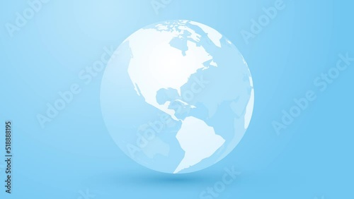 planet earth, white globe rotates on blue background, modern motion background