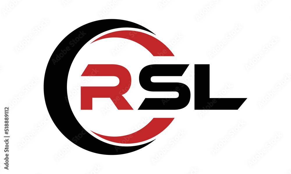RSL three letter swoosh logo design vector template monogram logo abstract logo wordmark