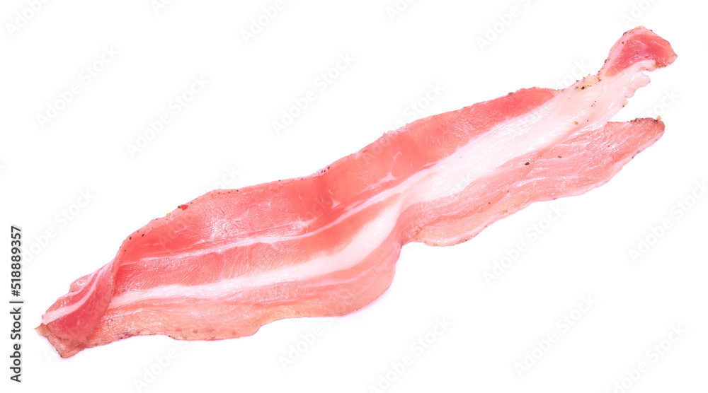 Organic bacon meat isolated on white background