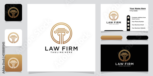 Law firm and justice concept logo with business card design