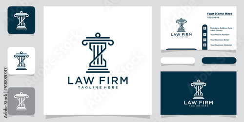 Law firm and justice concept logo with business card design