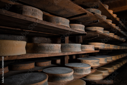 Native Orobian Alps cheeses in seasoning