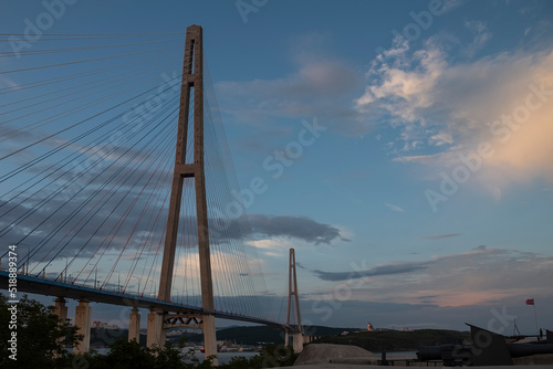 Russian bridge across the Eastern Bosphorus Strait in Vladivostok
