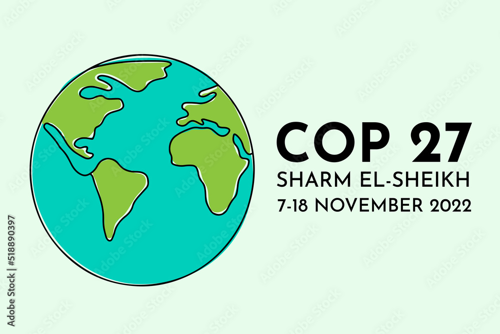 UN Climate Change Conference 2022 UNFCCC COP 27 vector banner design