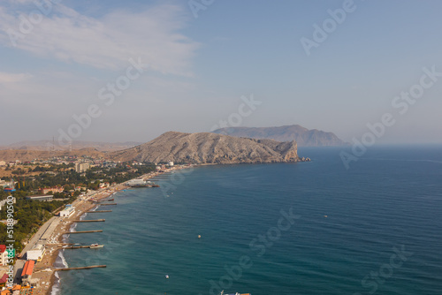 View of the coast in Sudak from the wall of the Genoese fortress
