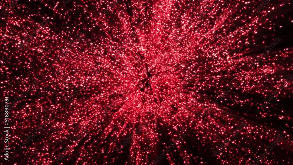 Abstract ruby red glitter explosion in slow motion Bokeh background with shining defocus blurred sparkles dust macro close up with alpha channel