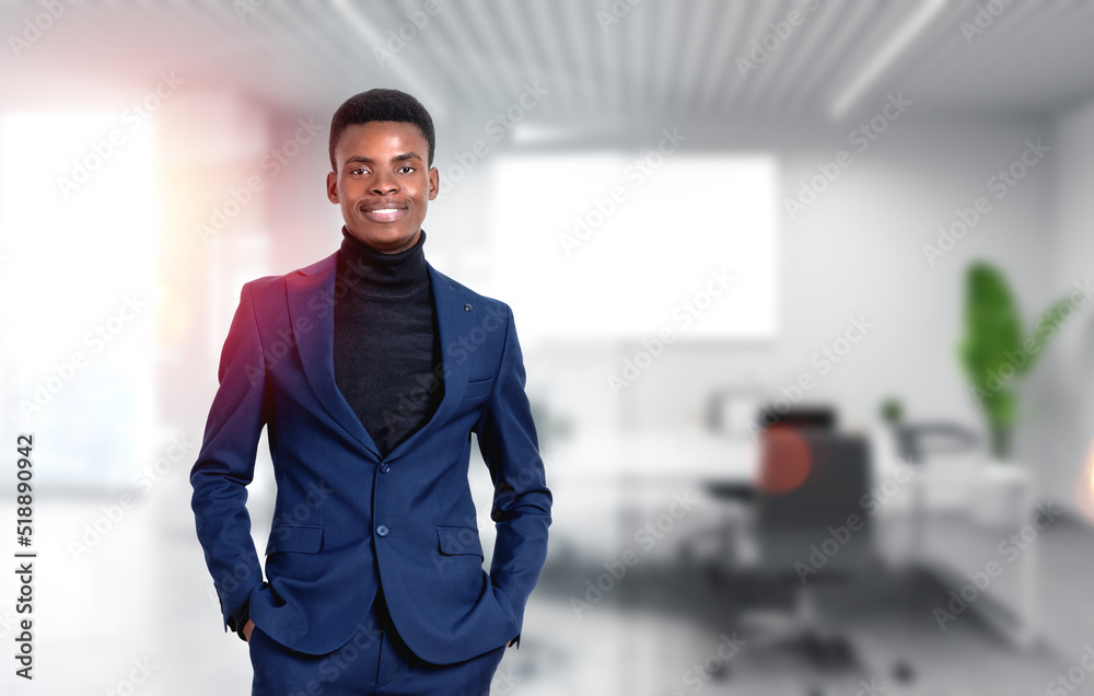 African American businessman wearing formal suit standing at off African American businessman wearing formal suit standing at off