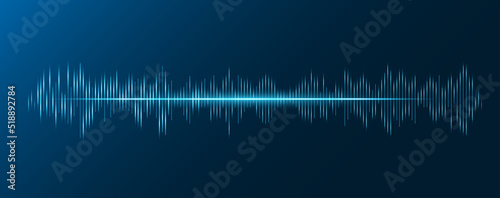 Audio spectrum simulation with light glow on blue background use for music and computer calculating concept