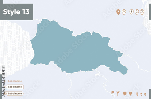 Georgia - map with water, national borders and neighboring countries. Shape map.