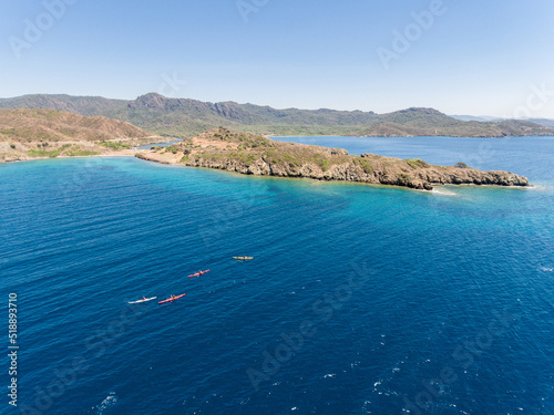 Aerial view of sea kayakers at Mediterranean Sea © ern
