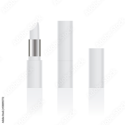 White lipstick mockup, cosmetic package design. Vector illustration