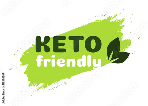 Keto friendly diet nutrition vector symbol on green organic texture isolated on white-ketogenic diet sign, keto diet menu. Vegetables icon eco friendly diet with leaves. 10 eps