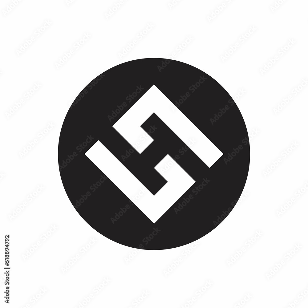 White letter H logo design and symbol vector with black circle for your brand company White letter H logo design and symbol vector with black circle for your brand company