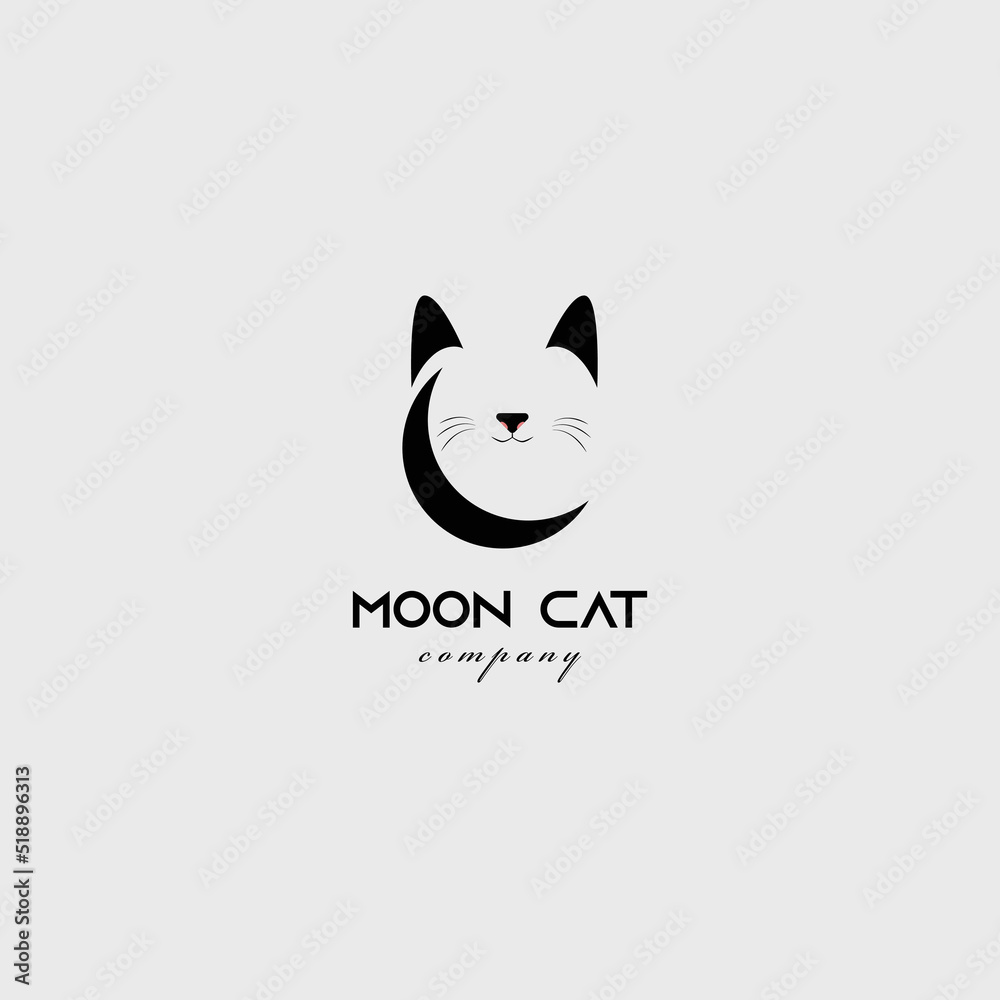 moon cat logo vector illustration design moon cat logo vector illustration design