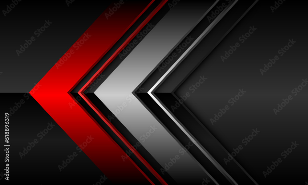 Abstract red silver arrow direction geometric overlap on black metallic design modern luxury futuristic technology background vector Abstract red silver arrow direction geometric overlap on black metallic design modern luxury futuristic technology background vector