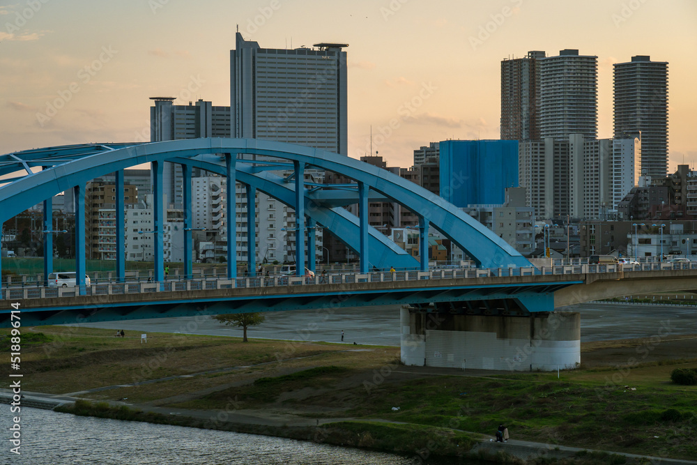 東京の風景：夕方の丸子橋０１