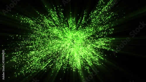 Abstract emerald green glitter explosion in slow motion Bokeh background with shining defocus blurred sparkles dust macro close up with alpha channel