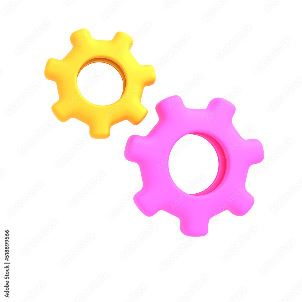 3d gear idea settings isolated render illustration