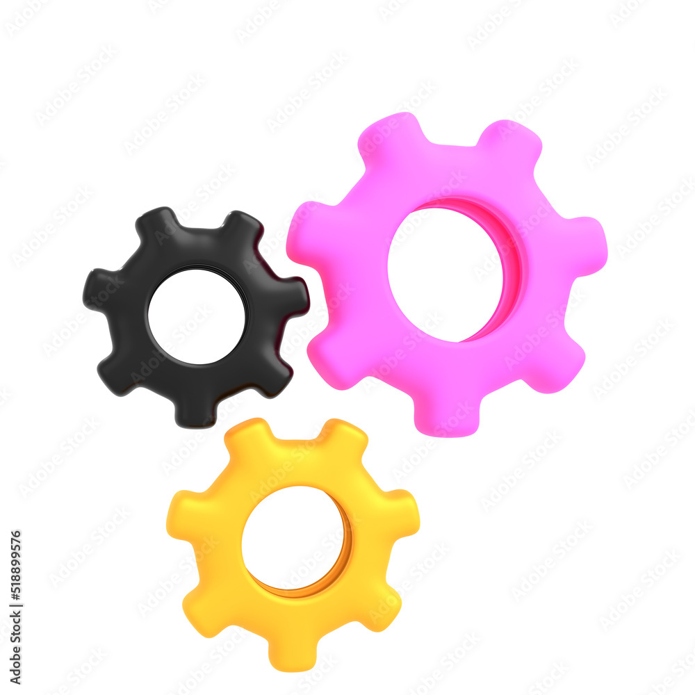 3d gear idea settings isolated render illustration 3d gear idea settings isolated render illustration