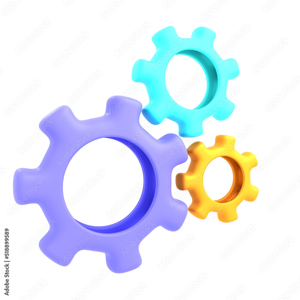 3d gear idea settings isolated render illustration 3d gear idea settings isolated render illustration