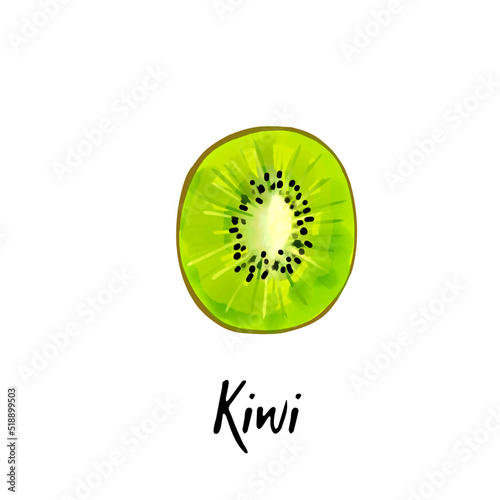 Illustration of a slice kiwi isolated on a white background