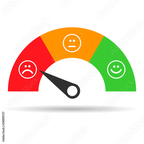 Customer satisfaction meter shadow icon, graph rating measure business report vector illustration