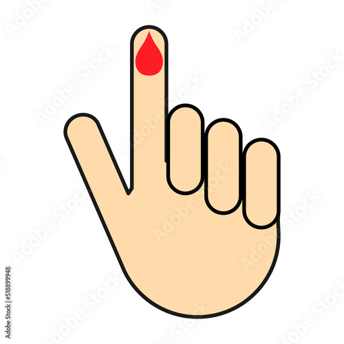 Hand finger with drop blood icon, medical health test symbol, control measurement vector illustration