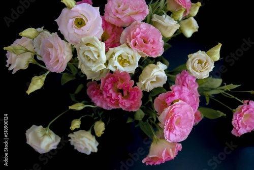 bouquet of pink and yellow flowers as a background