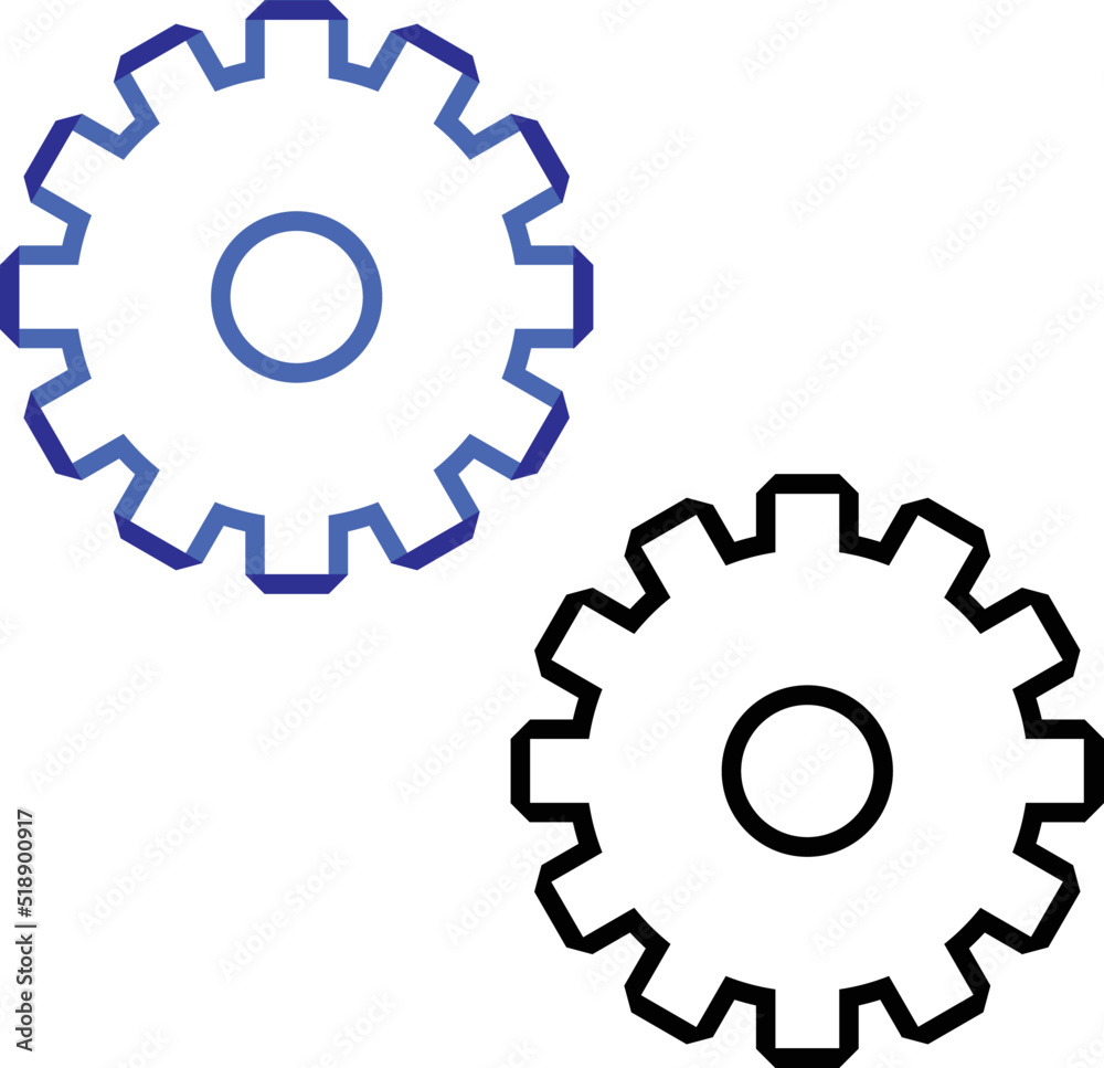 Setting icon in ribbon style with black and color Setting icon in ribbon style with black and color