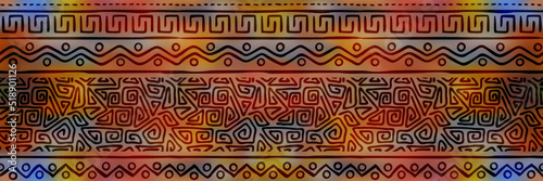 Seamless pattern, banner. Ethnic background, hand drawing, african motifs.