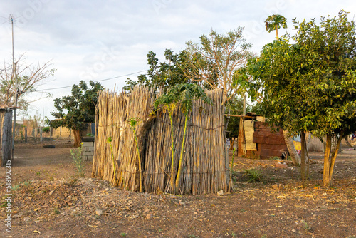 Fotografie An open-air reed and straw latrine