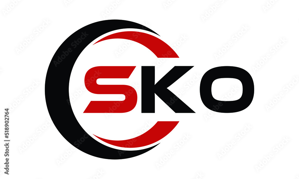 SKO three letter swoosh logo design vector template | monogram logo | abstract logo | wordmark logo | letter mark logo | business logo | brand logo | flat logo | minimalist logo | text | word | symbol - obrazy, fototapety, plakaty 