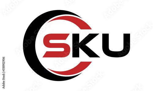 SKU three letter swoosh logo design vector template | monogram logo | abstract logo | wordmark logo | letter mark logo | business logo | brand logo | flat logo | minimalist logo | text | word | symbol